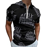 Evolution Fishing Mens Polo Shirts Quick Dry Short Sleeve Zippered Workout T Shirt Tee Top