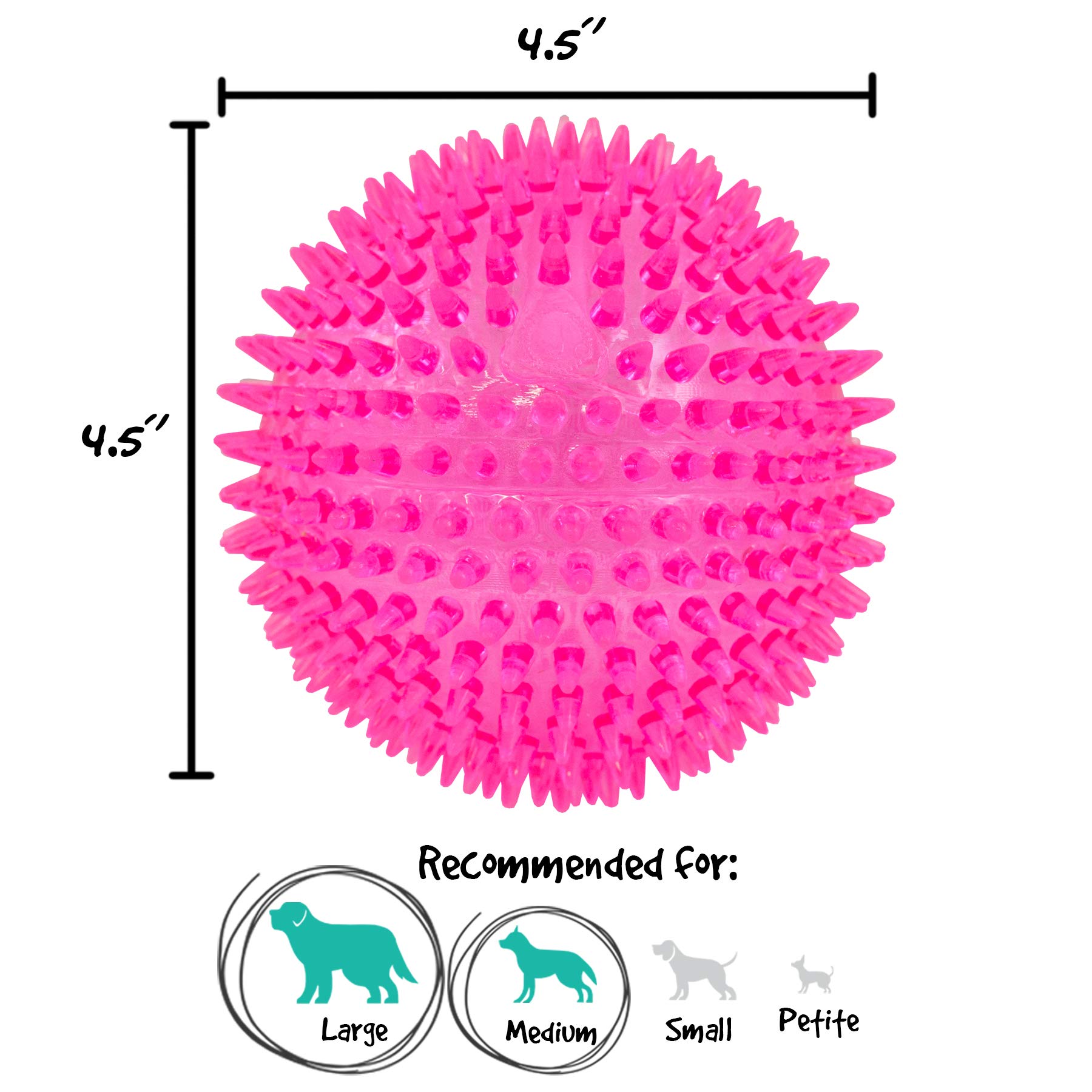 Gnawsome™ 4.5” Spiky Squeaker Ball Dog Toy - Extra Large, Cleans Teeth and Promotes Good Dental and Gum Health for Your Pet, Colors will vary, 4.5"
