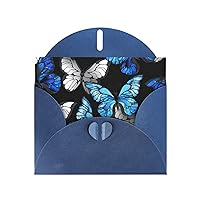 Blue And White Butterfly Wedding Anniversary Thank You Cards, For Holiday Cards, Birthday Cards, Valentine Cards Blue