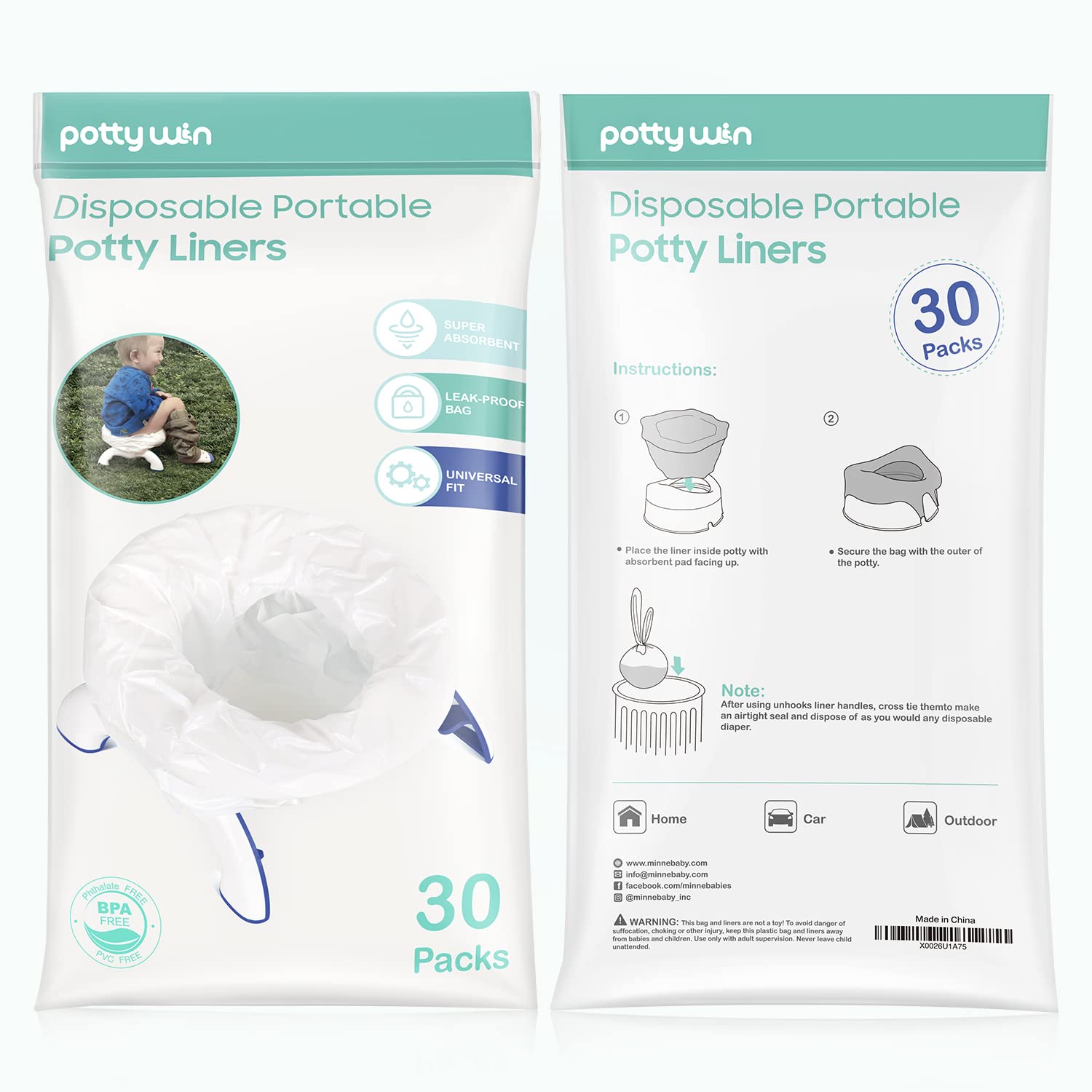 60 Counts Disposable Potty Liners compatible with OXO Tot 2-in-1 Go Potty,  Potty Refill