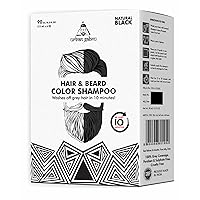 Hair and Beard Color Shampoo - Natural Black - Ammonia Free and Enriched with Vitamin C - Include Free Gloves (90 ML)