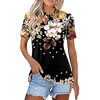 Summer Tops for Women,Women Fashion Polo Shirts Short Sleeve Button Down Shirt Lightweight Dressy Casual 2024