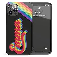 Retro Custom LGBTQ Pride Rainbow Name Phone Case Personalized Case, Designed ‎for iPhone 15 Plus, iPhone 14 Pro Max, iPhone 13 Mini, iPhone 12, 11, X/XS Max, ‎XR, 7/8‎