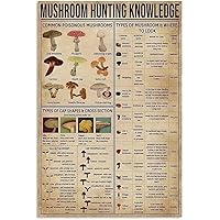 Mushroom Hunting Knowledge Metal Signs Aluminium Poster Types Of Cap Shapes & Cross-Section Popular Science School Bar Club Kitchen Home Wall Decoration Gift 8x12 Inches