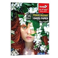 Koala Pearl Glossy Thin Photo Paper 8.5x11 Inches 40 Sheets 30lbs Shiny for Diy Chip Bag Compatible with Inkjet and Laser Printer Use DYE INK