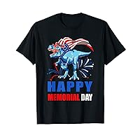 Dinosaur American Flag Hat T-Shirt