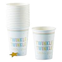 Kate Aspen Twinkle Twinkle Baby Shower 8 oz. Paper Cups Disposable Party Supplies (Set of 16), 28577NA