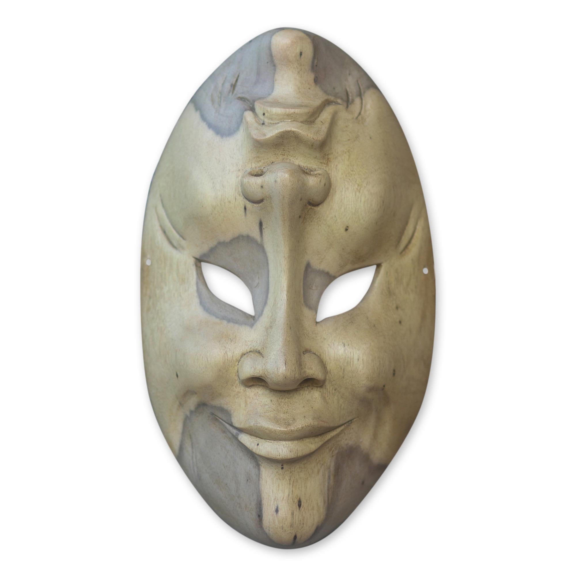 NOVICA Theater Reversible Hand Carved Crocodile Wood Wall Mask, Comedy and Tragedy'