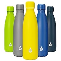 BJPKPK Stainless Steel Water Bottles 17oz Insulated Water Bottle Dishwasher Safe Sports Water Bottles for Travel-Yellow