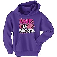 Threadrock Big Girls' Live Love Soccer Youth Hoodie Sweatshirt