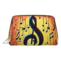 Music Note Print Cosmetic Bags,Leather Makeup Bag Small For Purse,Cosmetic Pouch,Toiletry Clutch For Women Travel