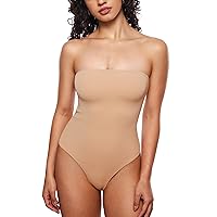 Women's Natrelax Sexy Strapless Bodysuit Thong Tube Top Off The Shoulder One Piece Leotard