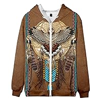Native Indians Hoodie Unisex 3D Print Hooded Coat Native American Zip Up Jacket