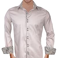 Tan with Brown Paisley Designer Dress Shirts - Made in USA
