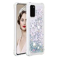 Case for Galaxy S20 FE,S20 Fan Edition,S20 Lite,Gradient Bling Sparkle Moving Glitter Quicksand Case with Anti-Fall Angle for Samsung for Galaxy S20 FE 5G(Silver)