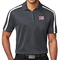 Men's Patriotic US Waving Flag Patch Colorblock Polo Shirt