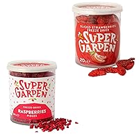 Super Garden Berry Medley Delight Bundle: Raspberry Reverie (1.31 oz) & Strawberry Symphony (0.71 oz) - Freeze-Dried Fruit, No Sugar Added, Gluten-Free Vegan Snacks for a Symphony of Healthy Delights