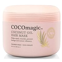 Coconut Oil Hair Mask - Repairs Damage, Prevents Frizz, Restores & Adds Shine | Protein Rich & Extra Hydrating | Paraben Free, Cruelty Free, Made in USA (8 oz)