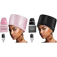 Steamer For Natural Hair Home Use w/10-level Heats Up Quickly, Heat Cap For Deep Conditioning - Thermal Steam Cap For Black Hair, Great For Deep Conditioner (Black + Pink)