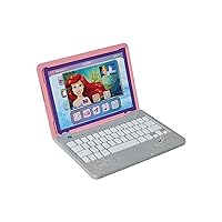 Disney Princess Girls Play Laptop Computer Style Collection Click & Go Play Laptop for Girls with Sounds & Light Up On Button Features Removable Double-Sided Play Background, for Ages 3+, Pink