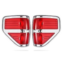 Boine F150 Tail Light Compatible With 2009 2010 2011 2012 2013 2014 Ford F150 F-150 Pickup Driver and Passenger Side Rear Tail Light Lamp Housing - Chrome trim
