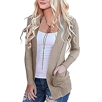 MEROKEETY Women's Open Front Casual Knit Cardigan Classic Long Sleeve Sweater Coat