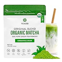 Tenzo Matcha Green Tea Powder - Matcha Powder USDA Organic Ceremonial Grade - Authentic Japanese Matcha Tea - Original Matcha Latte Powder - Original Blend (1.06 Ounce)