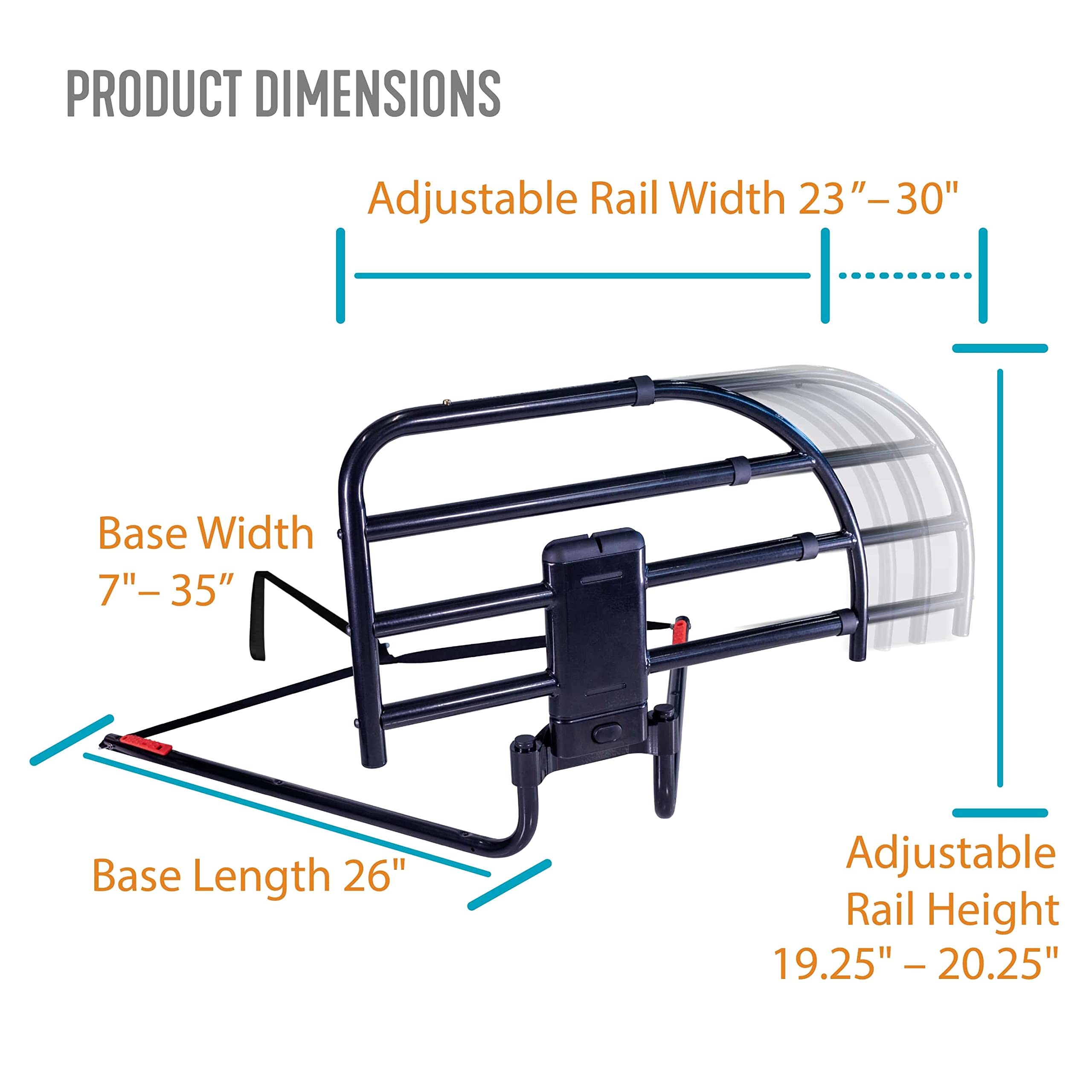 Able Life Click-N-Go Extendable Bed Rail, Removable Bed Handle for Elderly, Safe and Easy to Use Adjustable Assist Rail for Seniors, Prevents Falls, Fits Most King, Queen, Full, and Twin Beds