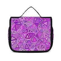 Abstract Purple Geometric Travel Toiletry Bag Makeup Portable Cosmetic Bag Hanging Organizer for Women Men