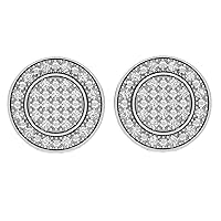 Dazzlingrock Collection 0.35 Carat (ctw) Rhodium Plated Round Diamond Ladies Mens Stud Earrings 1/3 CT, Sterling Silver