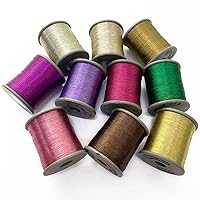 Embroiderymaterial Zari Thread Metallic Floss Yarn Hand & Machine Embroidery Sewing Metallic Thread Combo of 10 Spools