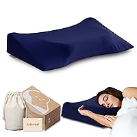 Memory Foam Pillows for Neck and Shoulder Pain Relief - Cervical Neck Pillow Fits Shoulder Perfectly, Side Sleeper Pillow with Armrest Area, Cooling Pillow Cases (Navy)