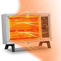 Radiant Heater Electric Space Heater Fast Heating with Adjustable Thermostat, Portable Indoor Heater with Handle Quiet1250W/1500W for Office Home Garage Bedroom ETL Approved White