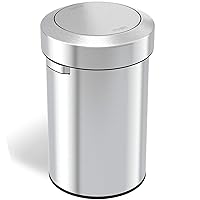 iTouchless, Restaurant, Office and Kitchen Titan 17 Gallon Swing Open Trash, Stainless Steel Self-Balance Flip Top Lid Commercial Grade 64 Liter Garbage Can is Perfect for Business, Softstep 17 Gal