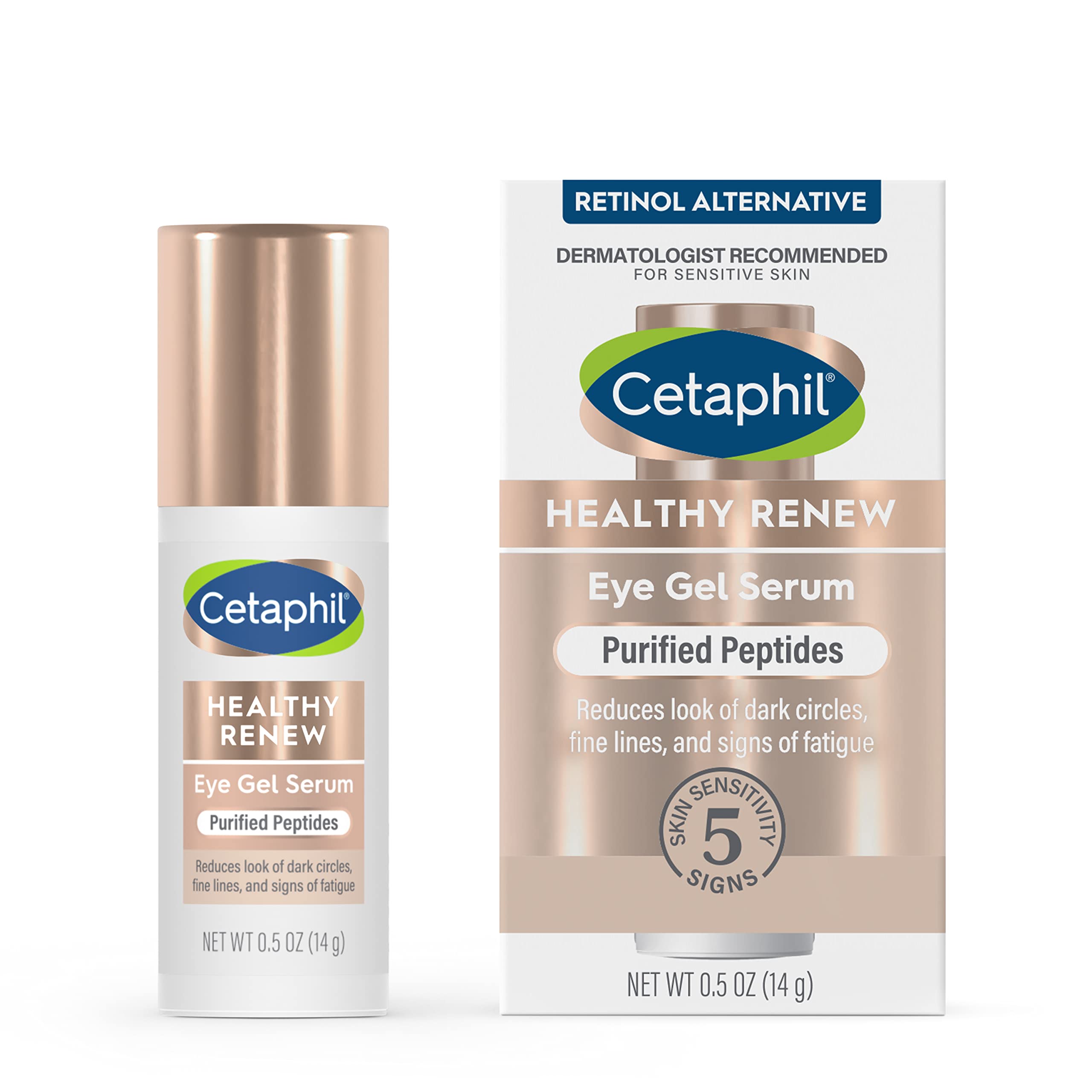 Cetaphil Healthy Renew Hydrating Eye Gel Serum 0.5 Oz, 24Hr Under Eye Cream for Anti Aging, Reduces the Appearance of Dark Circles and Wrinkles, Retinol Alternative Peptide Serum, For Sensitive Skin