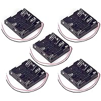 5 Pack AA 4 Battery Holder with Wire Leads, Holds Four AA Batteries, Ideal for Electronic Projects, Robotics, and Other DIY Applications