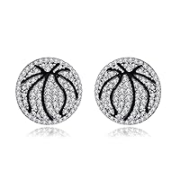 Basketball Earrings 925 Sterling Silver Cubic Zirconia Basketbal Stud Earring Sport Jewelry Birthday Gift for Girls Women