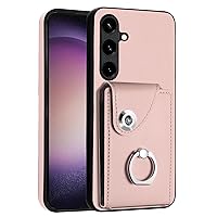 Case for Samsung Galaxy A55 5G, Galaxy A55 5G Magnetic Flip Credit Card Holder Wallet Design Ring Kickstand Back Cover Slim Shockproof Case for Samsung A55 5G. Pink YBK