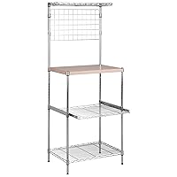 Honey-Can-Do SHF-04347 Microwave Bakers Rack with Adjustable Shelf, Chrome, 17L x 23W x 59H