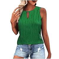 Womens Sleeveless Textured Tops Keyhole Tank Tops 2024 Summer Tees Trendy Going Out Tops Business Shirts Cute Tshirts