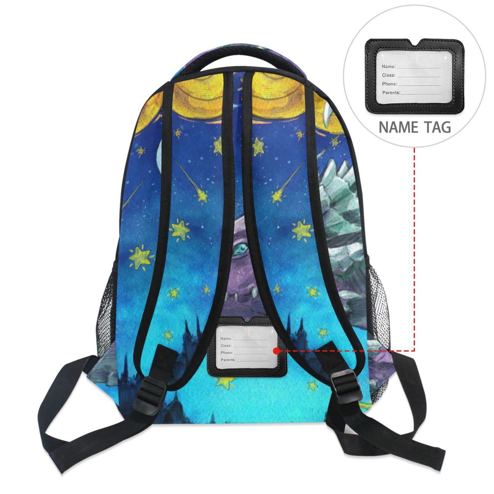 ALAZA Dragon Starry Sky Anime Backpack Purse with Multiple Pockets Name Card Personalized Travel Laptop School Book Bag, Size S/16 inch