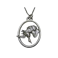 Labrador Dog with Duck Large Oval Pendant Necklace