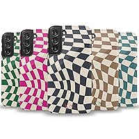 Custom Initials Wavy Groovy Checkerboard Personalized Name Case, Designed for Samsung Galaxy S24 Plus, S23 Ultra, S22, S21, S20, S10, S10e, S9, S8, Note 20, 10 Pink