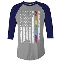 Threadrock Gay Pride Rainbow American Flag Unisex Raglan T-Shirt