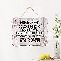 Friendship Is Like Peeing Your Pants, Thank You for Being The Pee in My Pants Hanging Sign Wooden Plaque Shabby Chic Sign for Home Farmhouse Living Room Bedroom Gift for Daughter-in-law Ombudsman.