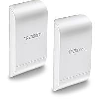 TRENDnet 10dBi Wireless N300 Outdoor PoE Pre-configured Point-to-Point Bridge Bundle Kit, TEW-740APBO2K, 2 x Pre-configured Wireless N Access Points, IPX6 Rated Housing, Built-in 10 dBi Antennas white