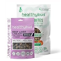 healthybud Beef Joint Booster Dog Treats 4.6oz for Sensitive Stomach, Freeze Dried Dog Food Beef Bites 14.1oz