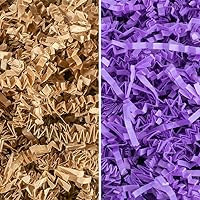 MagicWater Supply - Kraft & Purple (1 LB per color) - Crinkle Cut Paper Shred Filler great for Gift Wrapping, Basket Filling, Birthdays, Weddings, Anniversaries, Valentines Day