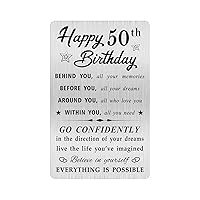 Happy 50th Birthday Card for Men Women, Small Engraved Wallet Card for 50 Year Old Birthday Gifts