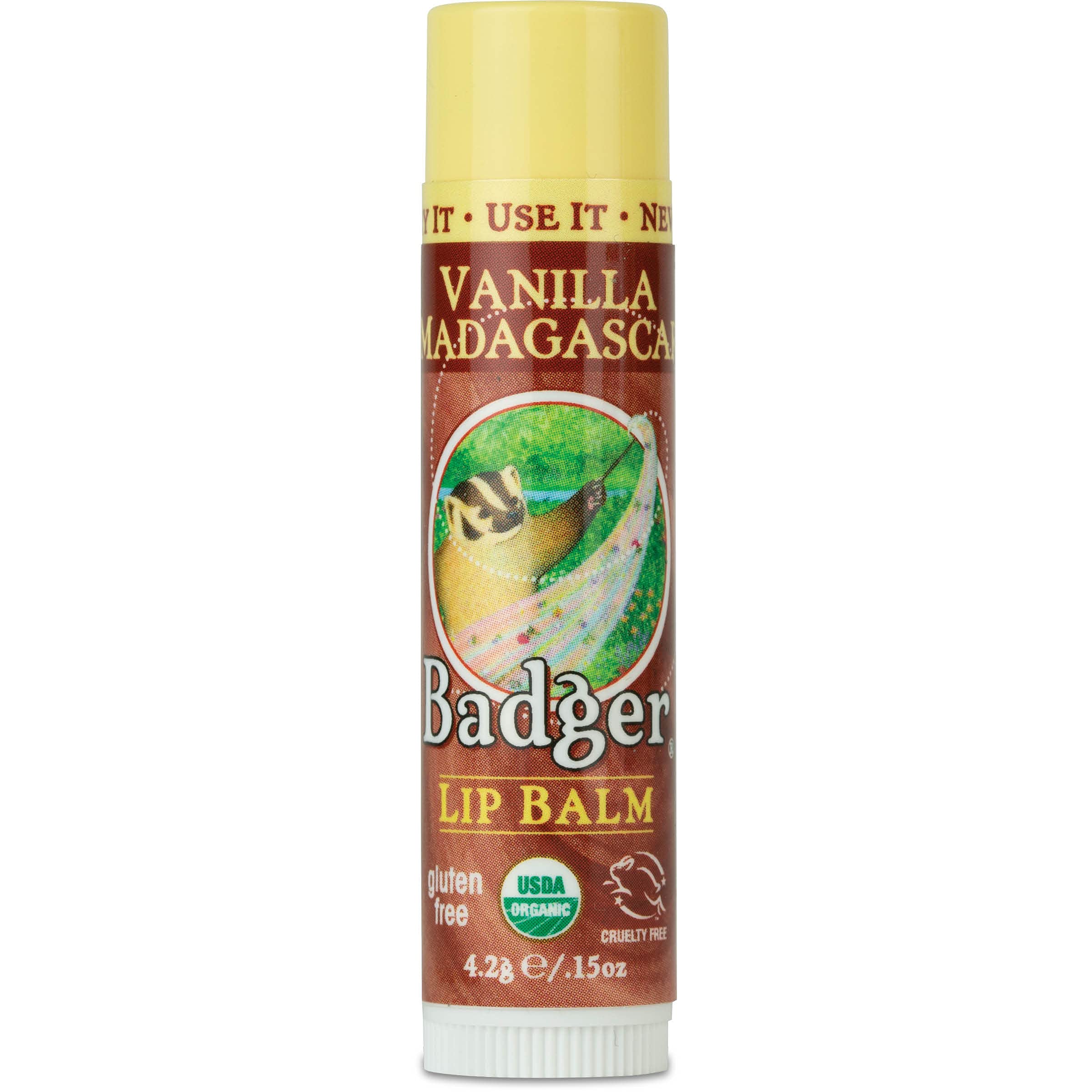 Badger Organic Vanilla Classic Lip Balm, 0.15 OZ